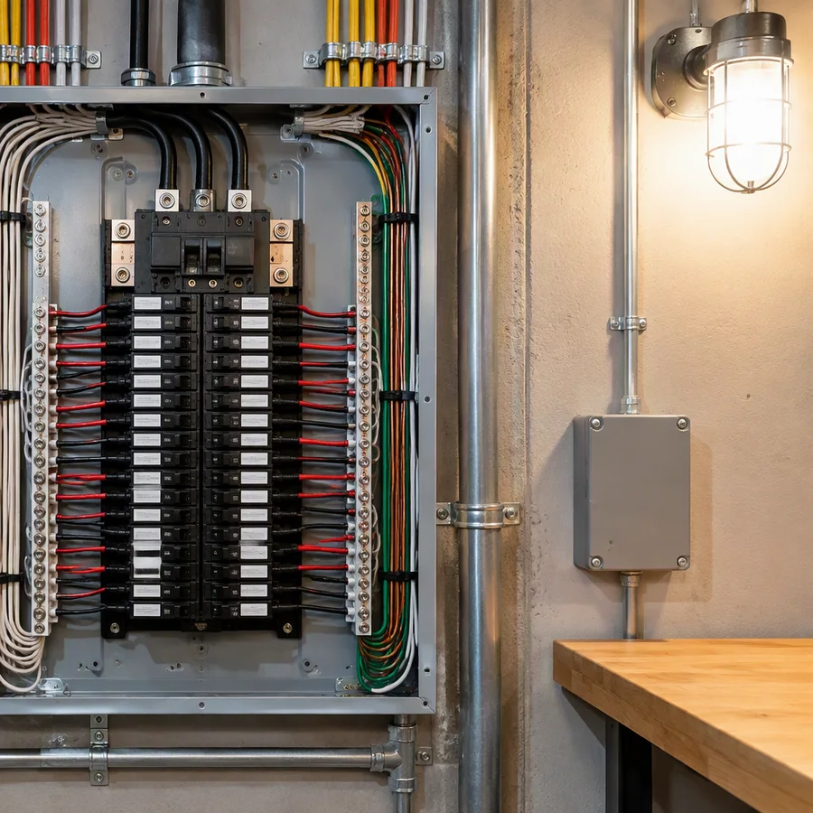 Electrical contractor close-up at New Toronto Electric