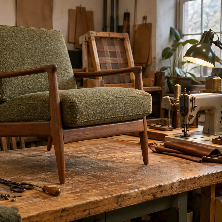 Upholstery & restoration close-up at M K Furniture Restoration